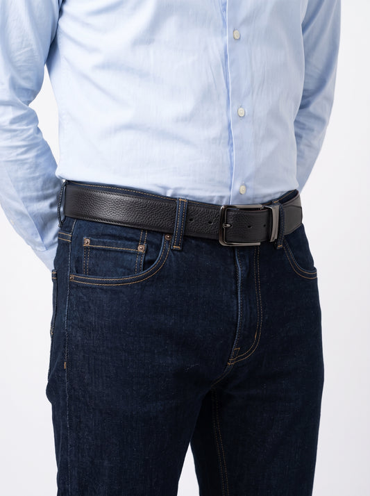 Leather Belt BLK+MRN