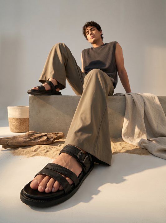 Black T-6-P Sandals